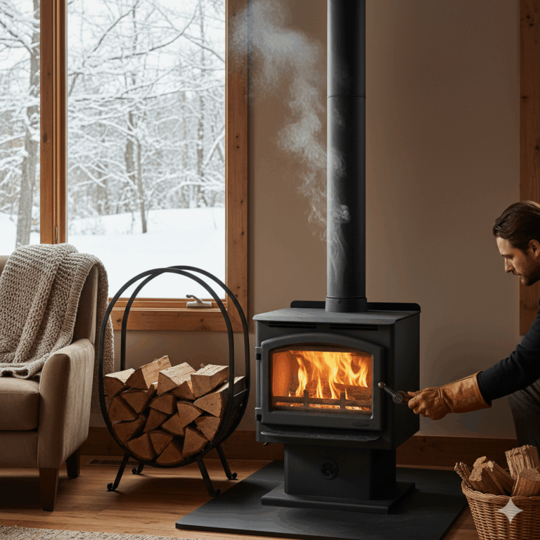 Photo tirage du poêle à bois